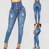 Women Fashion  Jeans Fix Sexy Print Ripped Jeans Plus Size Trousers