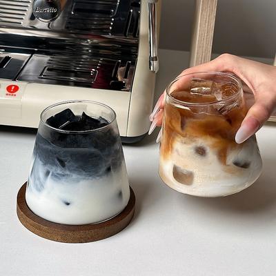 Copo de Café Transparente, Copo de Vidro Estilo Japonês, Copo de Exibição de Camadas para Cocktail e Sobremesa, Copo de Leite para Café da Manhã, Copo para Bebidas Frias 300ml