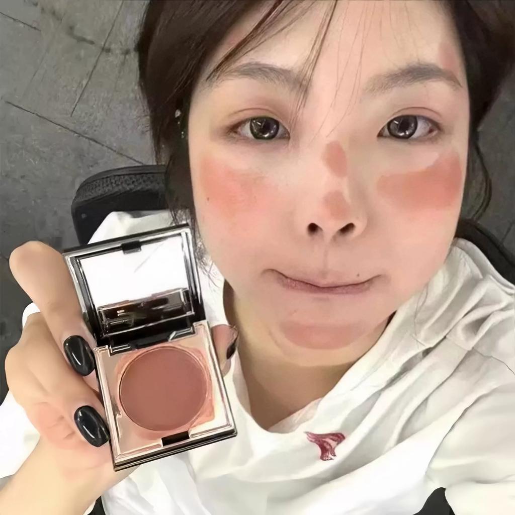Autumn and Winter Low-Saturation Natural Brown Water-Gloss Cream Blush That Enhances Complexion Naturally, Multi-Use for Contouring