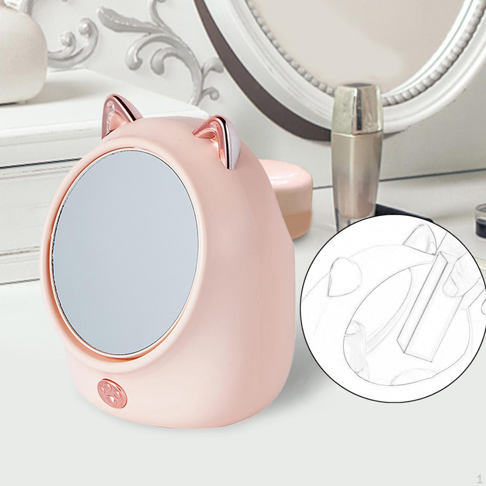 Makeup Storage Box with Double Sided Mirror Cosmetic Case Tabletop Swivel Container