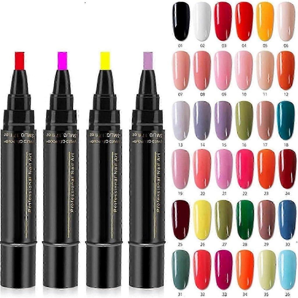 6 pz penna smalto per unghie, 36 colori penna gel smalto per unghie 5ml, penna smalto gel 3 in 1, smalto per unghie soak-off UV LED, strumenti per unghie per donne