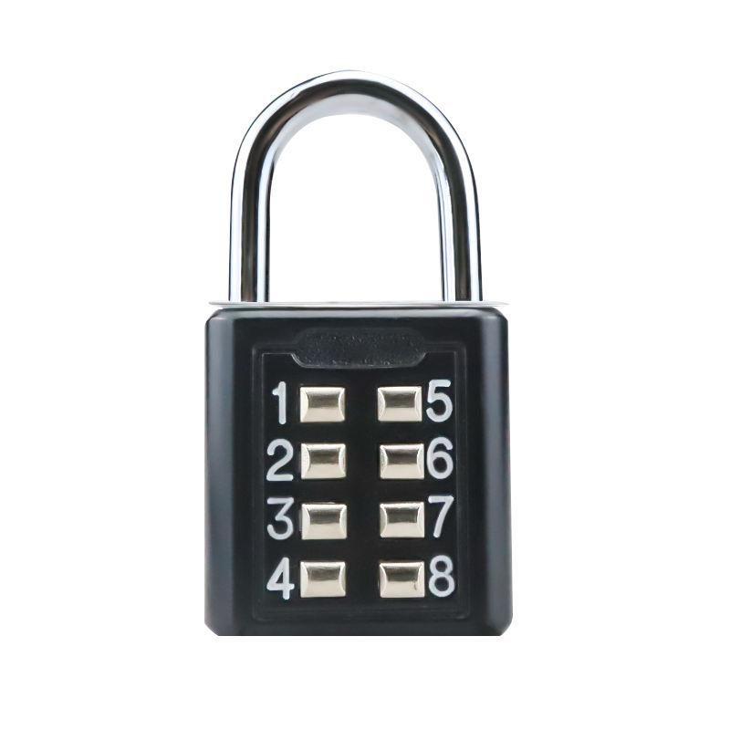 Direct Factory Zinc Alloy Push Button Lock 8 Digits Code 8 Button Combination Lock for Outdoor Travel Use (Black,Zinc Alloy&Door Lock) чёрный
