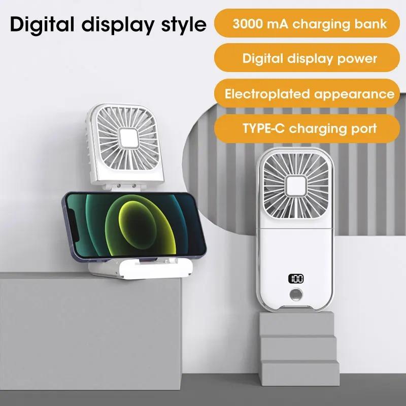 

Portable USB Rechargeable Neck Hanging Fan with 3 Speed Digital Display for Mute Cooling Ideal for Office Outdoor Travel белый