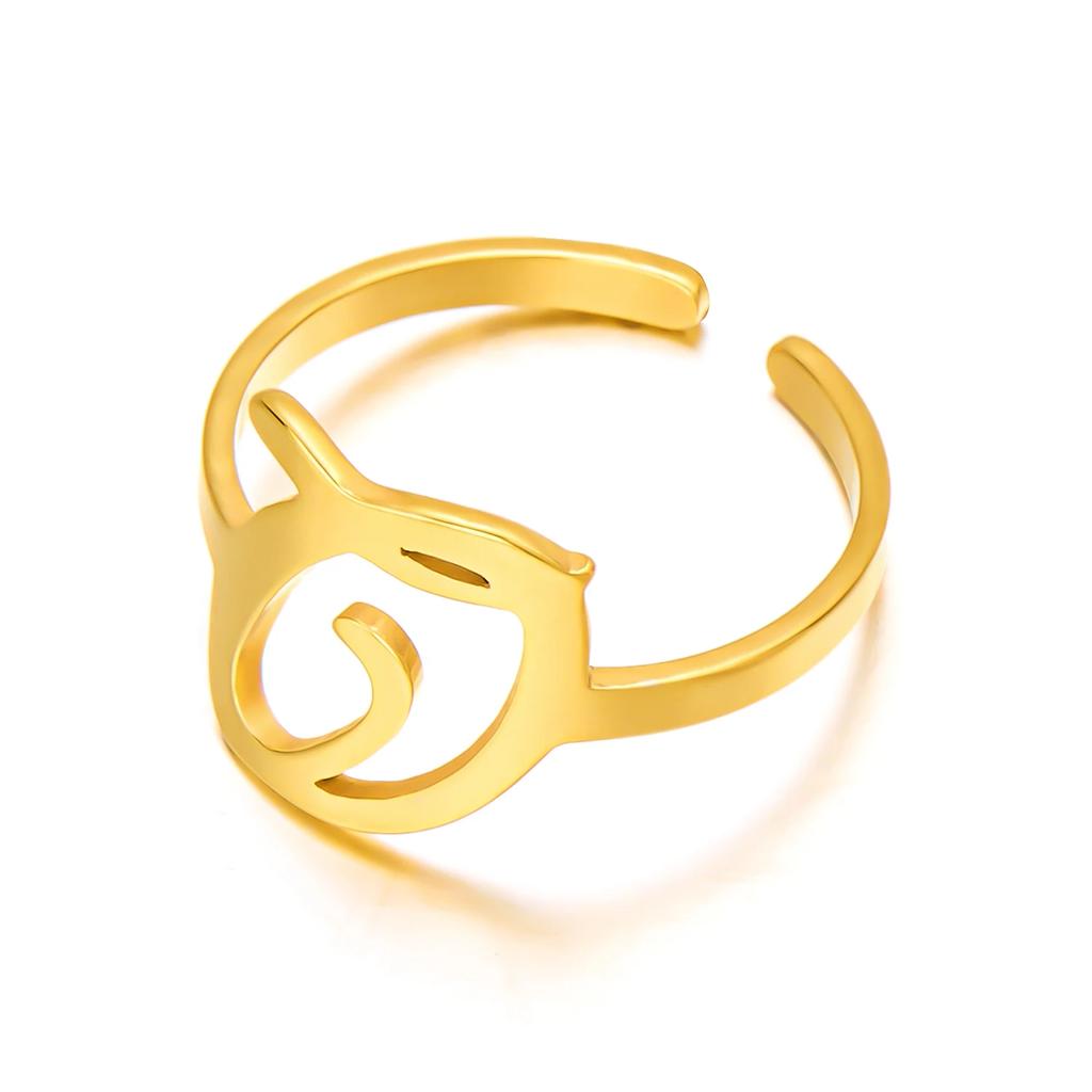 Initial Letter Rings for Women Gold Color Stainless Steel A-Z Letter Adjustable Ring Aesthetic Wedding Christmas Jewelry Gift
