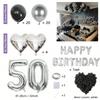 Black Silver Party Birthday Banner Heart-Shaped Aluminum Foil Balloon Rose Petals, Birthday, Anniversary, Atmosphere Decoration