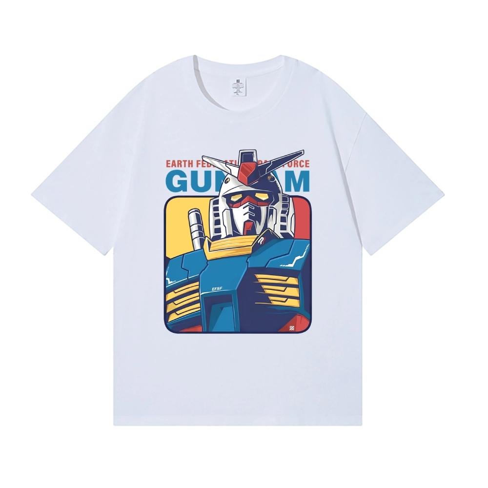 2026 New Gundam RX 78 Print Tshirt Short Sleeve Tshirt Mens and Womens Tshirt Mens Tops Harajuku