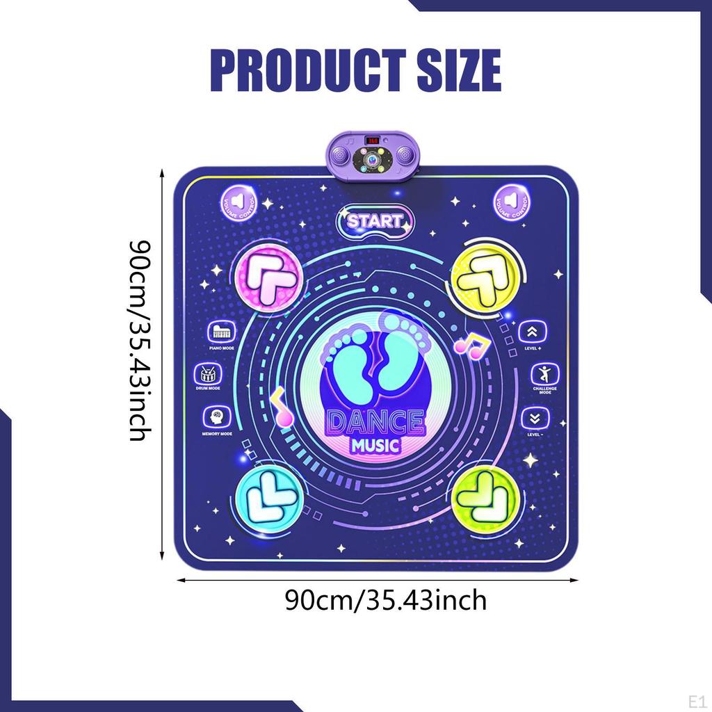 Dance Mat Toy Electronic Pad Rhythm with LED Lights Touch Playing for Ages 6 and up Girls