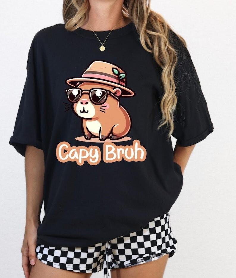 Capy Bruh Shirt Ironic Tshirt Funny Meme T-shirt Capybara Tee Animal Lover Unisex T-Shirt XXXXL