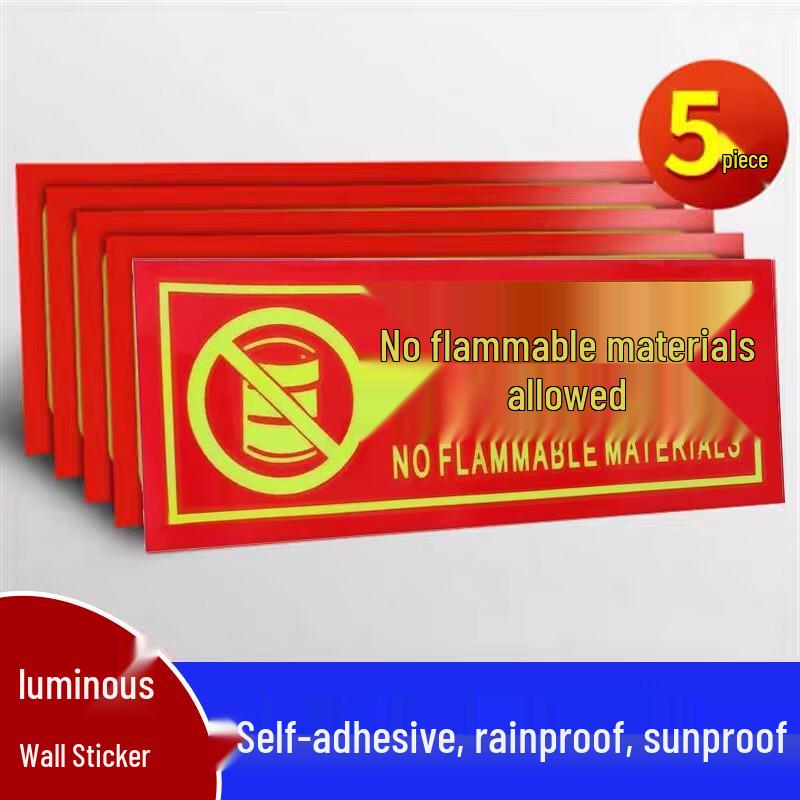 Luminous  No Flammable Materials  Warning Sign