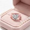 Pink Heart Zircon Ring with Gift Box for Women, Fashion Big Stone Silicone Band Rings, Aesthetic Love Crystal Finger Jewelry, Va