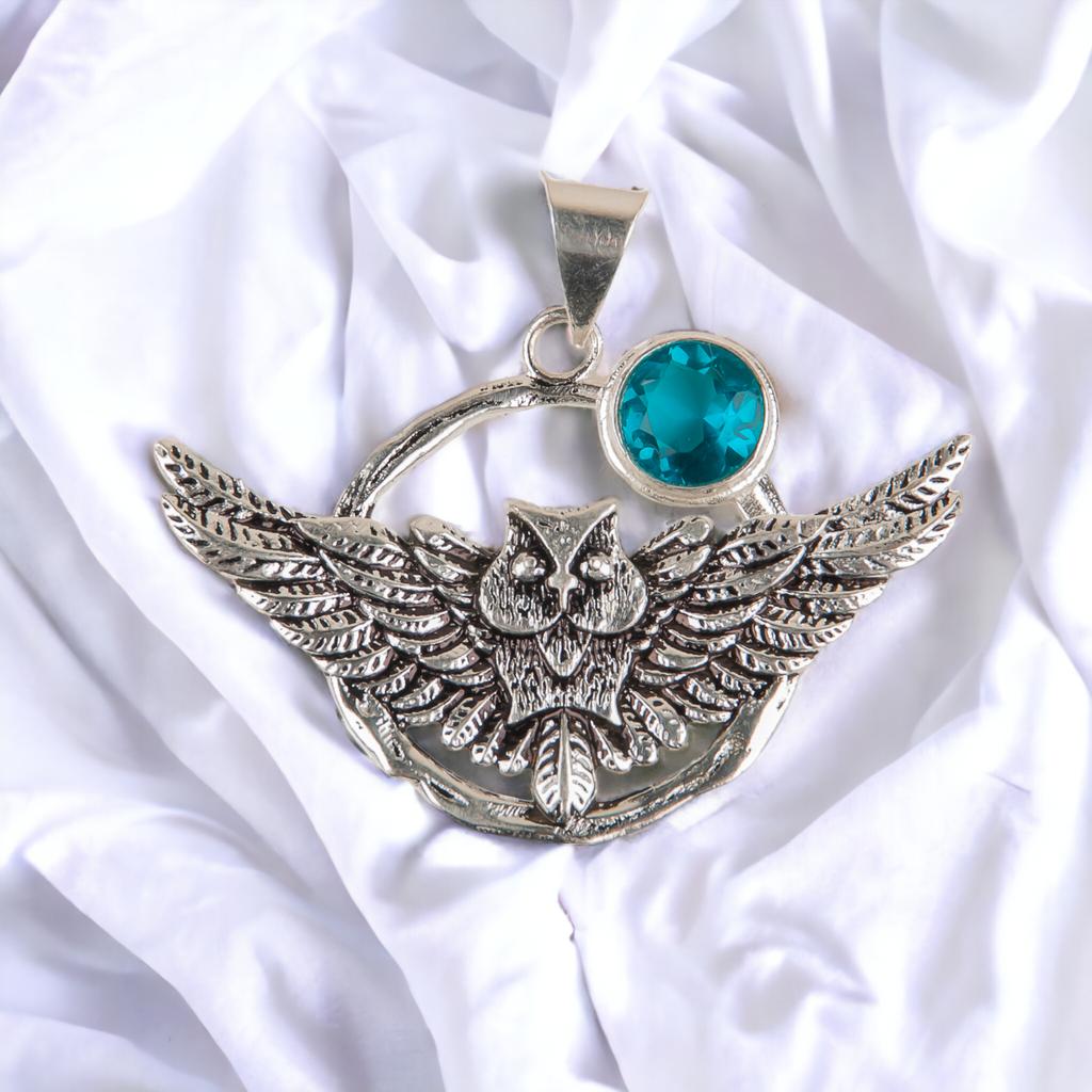 Natural Gemstone 925 Solid Silver Designer Jewelry Pendant 1.48" Christmas Gift CP-17