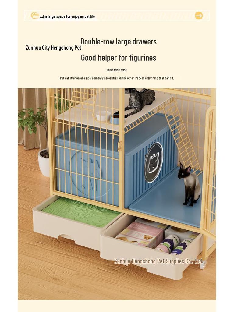Extra-Large Multi-Layer Indoor Cat Villa with Integrated Toilet