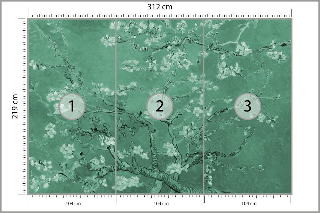 Photomural Van Gogh Blossoms In Green Iq-1261-C Non-Woven 312x219