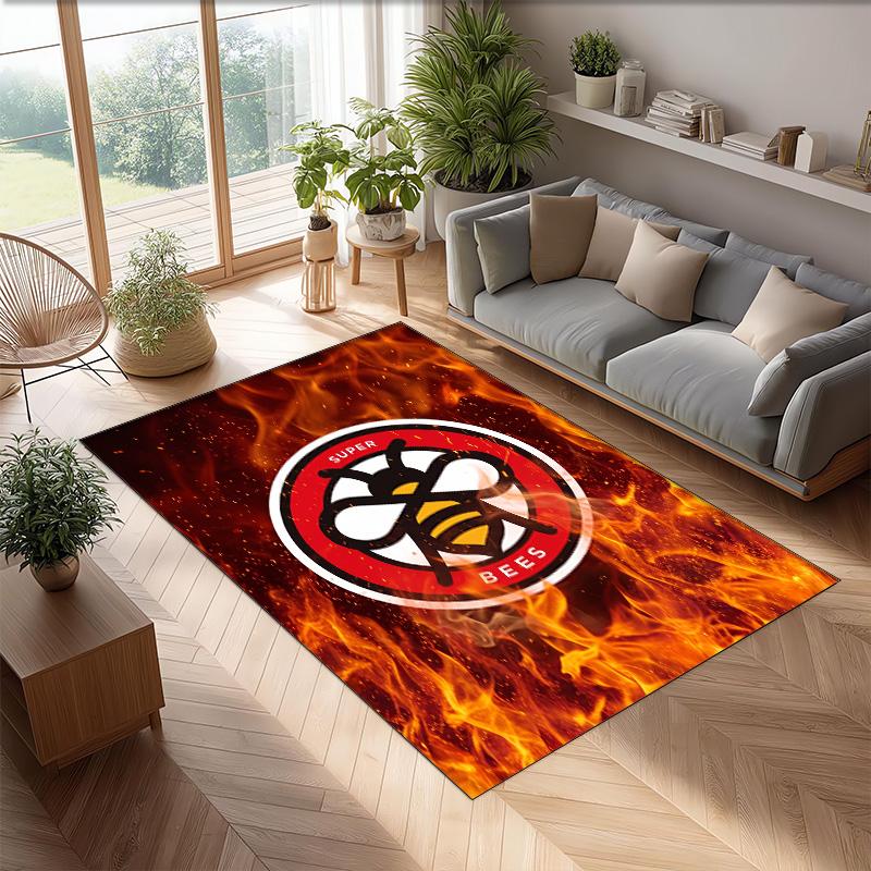 Brentford Football Print Crystal Velvet Rug, Comfortable Water Absorbent Non Slip Indoor Floor Carpet