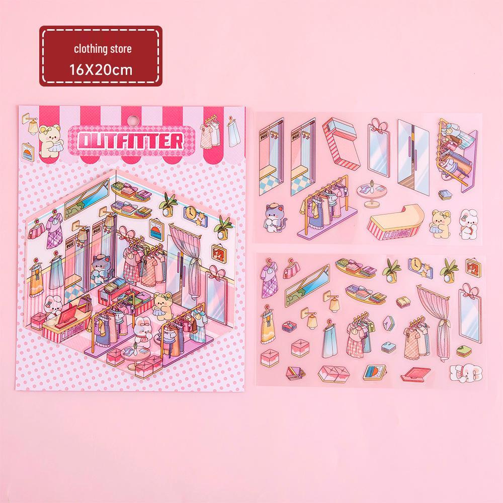Cartoon Landscape 3D Stickers for Journaling: Stress Relief & DIY Miniature Scene Stickers