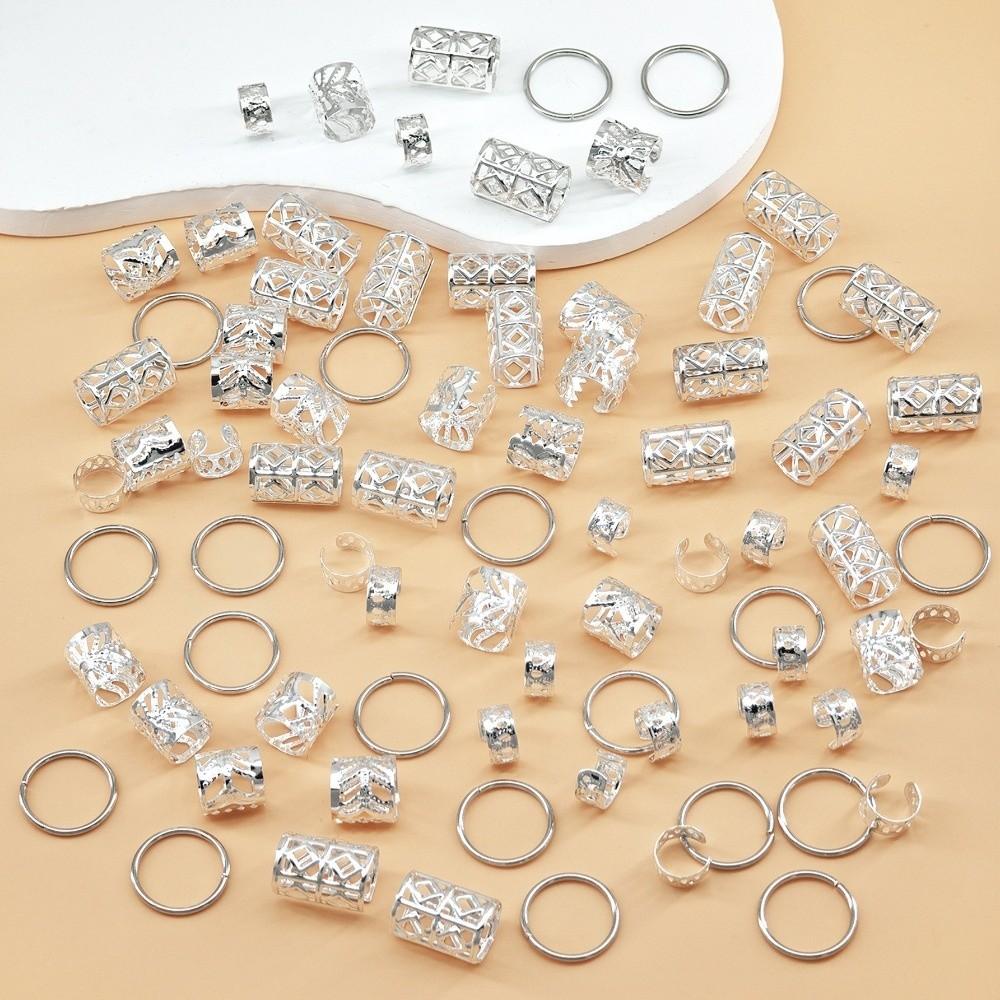 Metal Construction Dreadlock Hair Beads Hollow Out Design Multi Style Hair Braiding Cuffs Clip On Loc Hair Jewelry Girls Hair