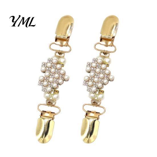 Fashionable Collar Pin 2Pcs Vintage Sweater Clips for Women Girls, Retro Faux Pearl And Rhinestones Cardigan Clips, Elegant Clothing Fasteners Dresses