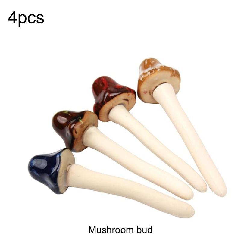 

4pcs Ceramic Mushroom Garden Stakes - Whimsical Fairy Tale Lawn Ornaments with Vibrant Colors, Durable Outdoor Decor for Patio