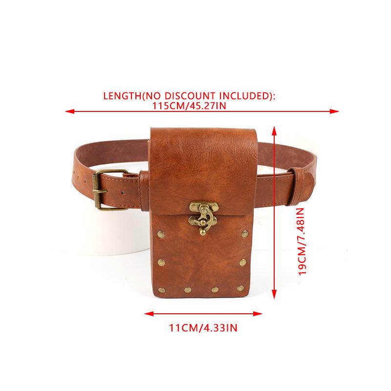 Steampunk Leather Phone Bag - Medieval Belt Accessory for Renaissance Cosplay