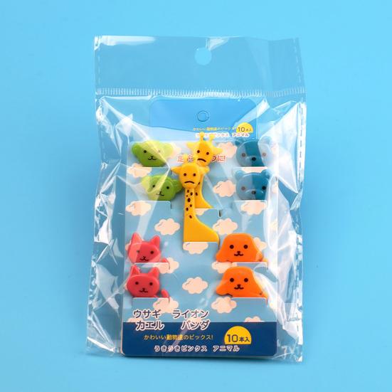 10Pcs Cartoon Animal Fruit Forks Cake Dessert Food Picks Lions Giraffe Elephants Animal Toothpicks Creative Food Presentation Tools for Kids