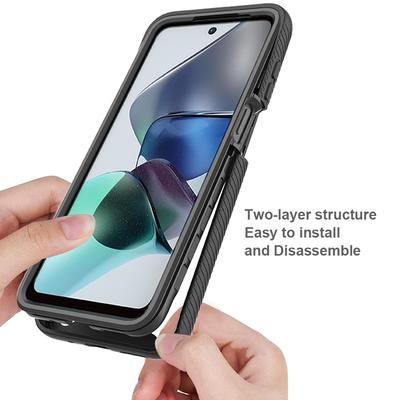 Etui na telefon dla Motorola Moto G13 4G/G23 4G 3-w-1 Odpinane etui ochronne z folią PET na ekran