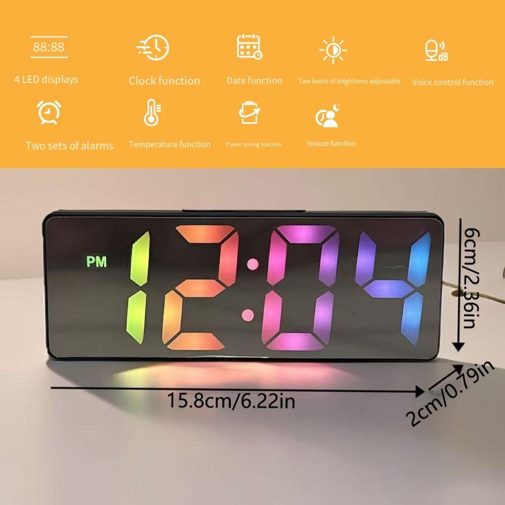 2 Levels Brightness Electronic Table Clock Temperature/Date Display Sleep Timer  Bedroom