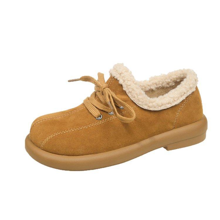 

Lace-up retro warm single shoes women s autumn and winter 2024 platform-soled soft-soled Doudou shoes anti-velvet Mori casual ugly 40