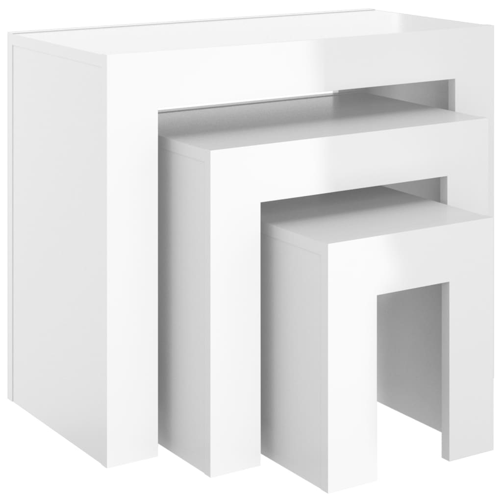  Sliding Tables, 3 Pcs., White Gloss