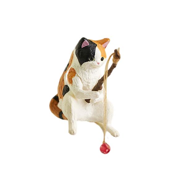Durable Novelty Adorable Resin Sculpture Cute Cat Fishing Resin Sculpture Office Decor
