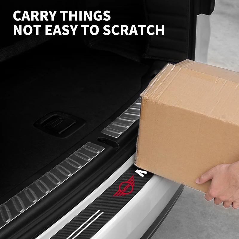 Car Rear Bumper Protector Sticker Carbon Fiber Car Tail Trunk Guard For BMW Mini F54 F55 F56 R56 R60 SONE Roadster Clubman Coupe