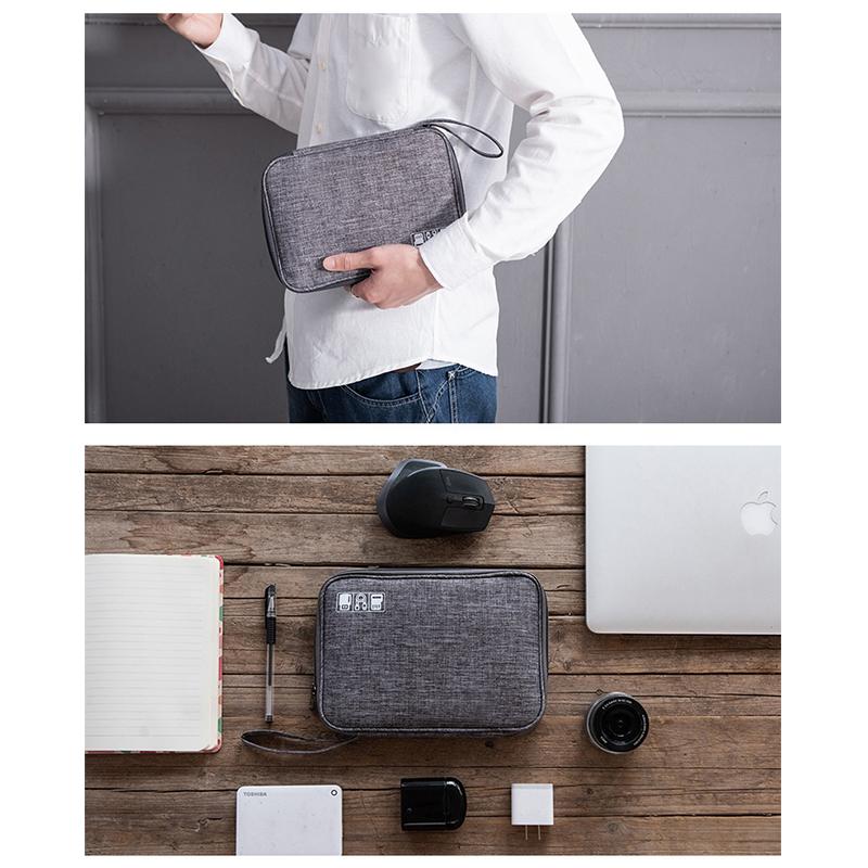 1Pc Black Green Storage Bag Electronic Accessory Organizer Portable Usb Data Cable Charger Plug Travel Waterproof Organizer