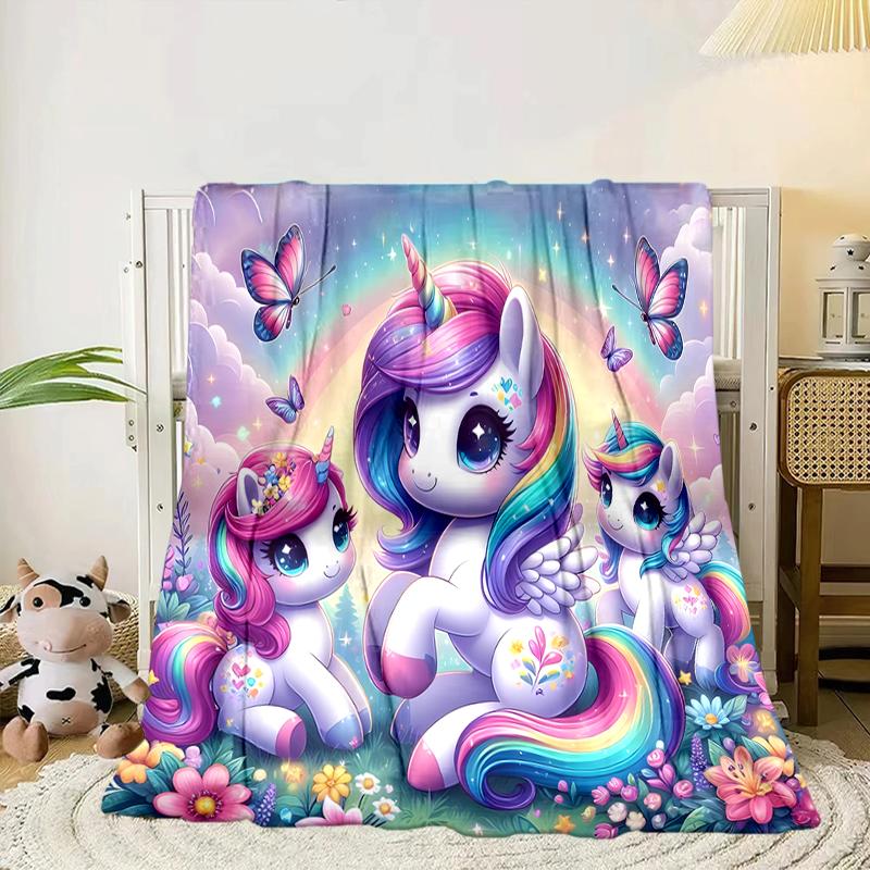 Rainbow Unicorns Garden Blanket Flannel Blanket for bed, sofa, Camping, Hiking, Picnic Essentials, gift for family Fan gifts
