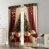 2pcs Christmas tree gift curtains   pole pocket design   privacy protection   suitable for decorating various scenes