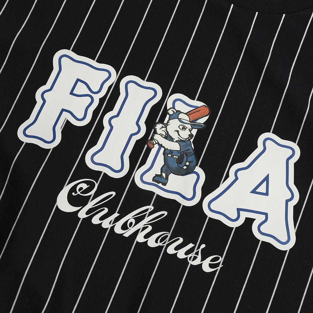 FILA Striped Logo Print Round Neck Short Sleeve T-Shirt Men Tops Legendary-Blue T11M322101F-NV
