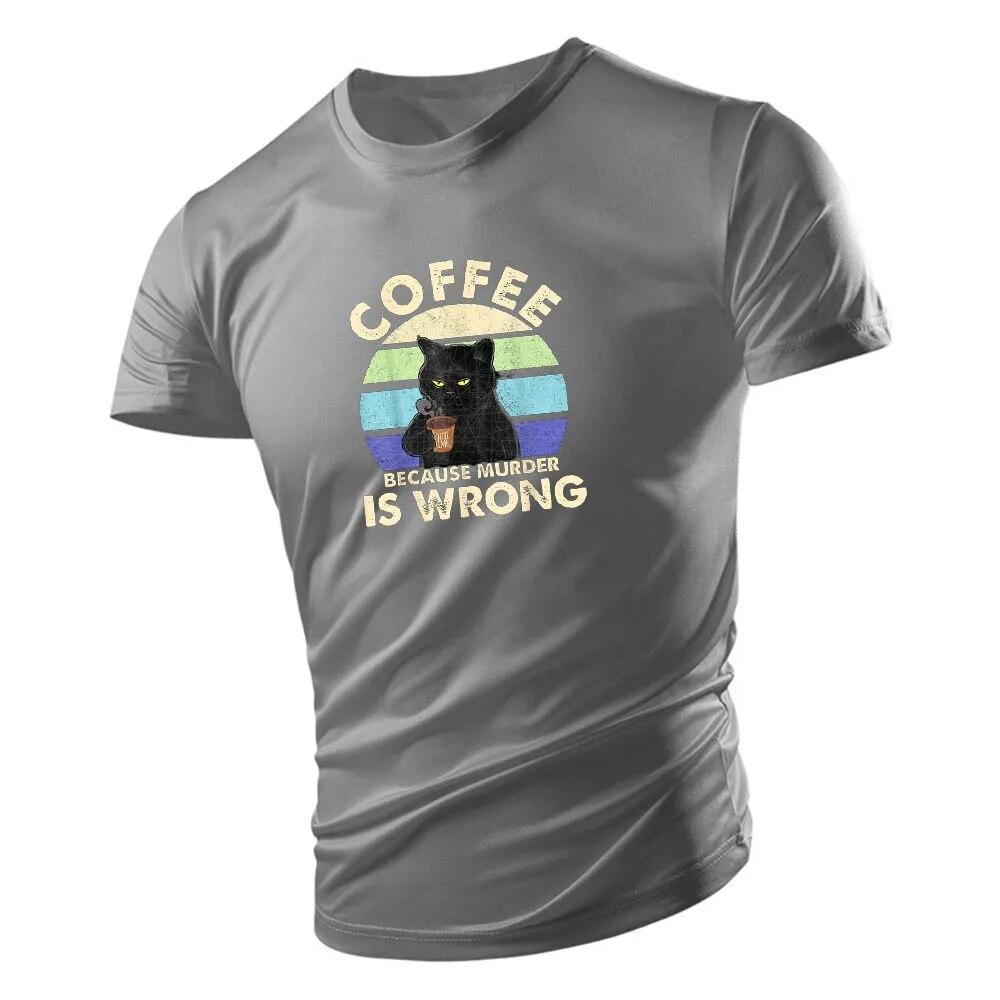 Summer Cartoon Cat Print Men'S Daily Crew Neck Short Sleeve 2023 New Casual T-Shirt Sports Style Comfortable Lightweight Style