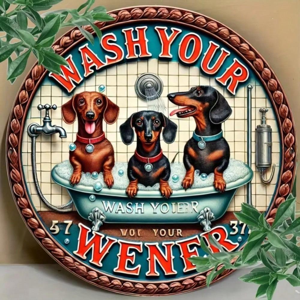 Vintage Dog Bath Metal Tin Sign Pet Lover Gift Home Decor Bathroom Art