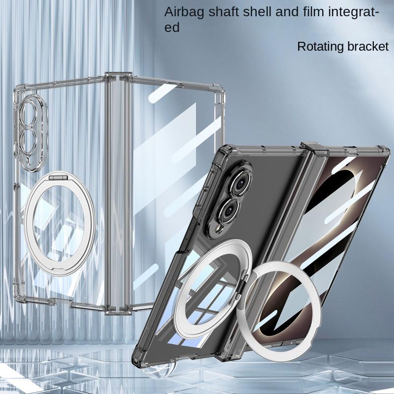 Reinforced Corner Airbags Transparent Case for Samsung Galaxy Z Fold 8 Fold8 Ultra Metal Ring Holder Glass protective film Cover