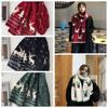 Red Wool Knitted Scarf Deer Winter Cashmere Scarves Retro Christmas Scarf  Student
