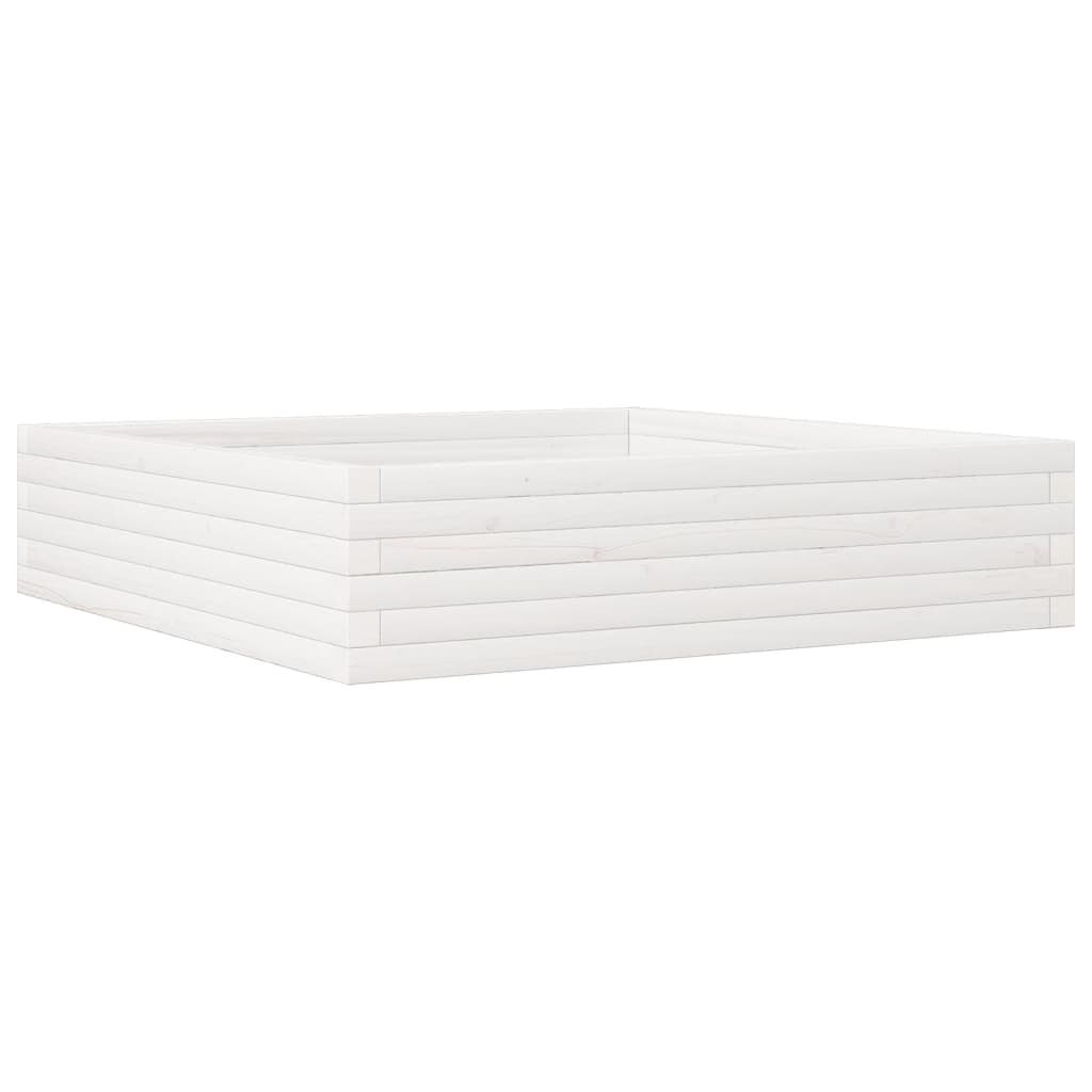 Vidaxl Donica Ogrodowa, Biała, 100X100X23 Cm, Lite Drewno Sosnowe