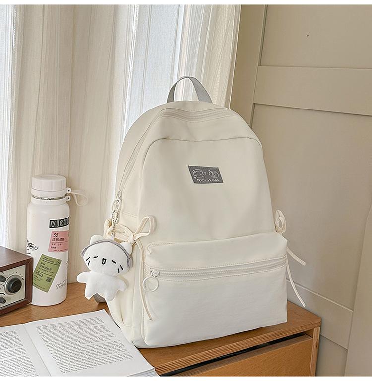 Schoolbag Simple and Versatile Ins Campus Style Backpack Female Solid Color Large Capacity High School Student Schoolbag Travel Computer Backpack