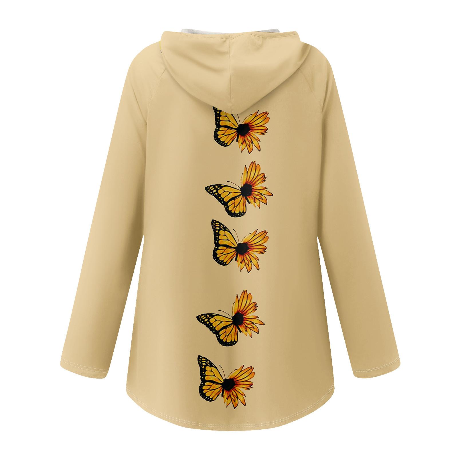 Женские свободные топы с V-образным вырезом и капюшоном с длинными рукавами — фото 4