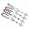 HOT SELLING Vintage Religious Zircon Turquoise Bead Our Lady and Jesus Tag Charm Bracelets With Cross Pendant