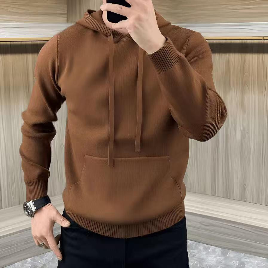 Men s Fashionable Hooded Knit Sweater - Autumn/Winter Trendy Knitwear, New Arrival L for 60-70kg