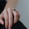 Niche Design Unique Copper Plated 18K Real Gold Inlaid Gemstone Curve Ring Simple Fashion Ring
