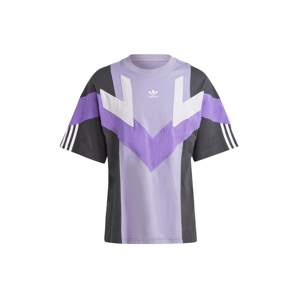Adidas Originals Rekive Tee Color Block Loose Sports Short Sleeve Men Tops Magic-Light-Purple IC6013