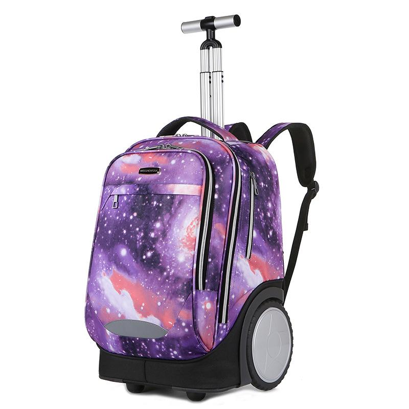 Weishengda Tie Rod Schoolbag, Large Wheel Climbing Stairs, Large Capacity Anti-Splashing Backpack, Student Schoolbag.