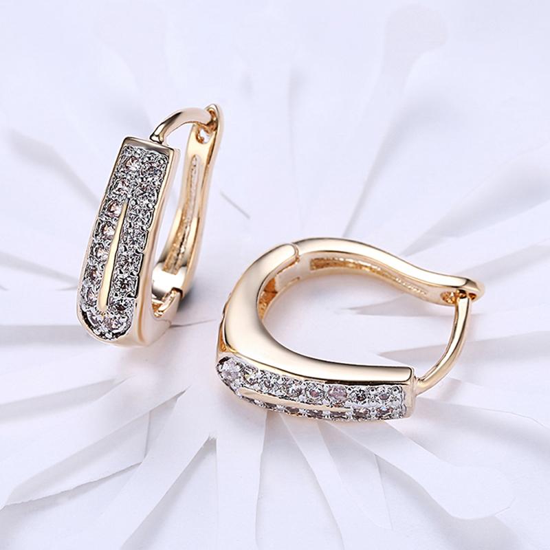 925 Sterling Silver 18k Gold U Shaped Cubic Zirconia Hoop Earrings For Women Silver Jewelry