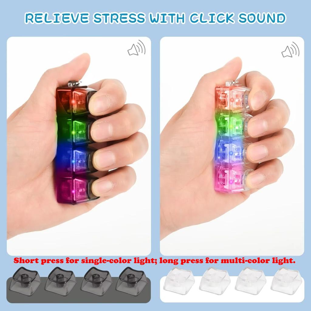4/9-Button Fingertip Keyboard Keychain With Lights Rgb Keyboard Fidget Toy  For Stress Relief Decompression Calming Accessories