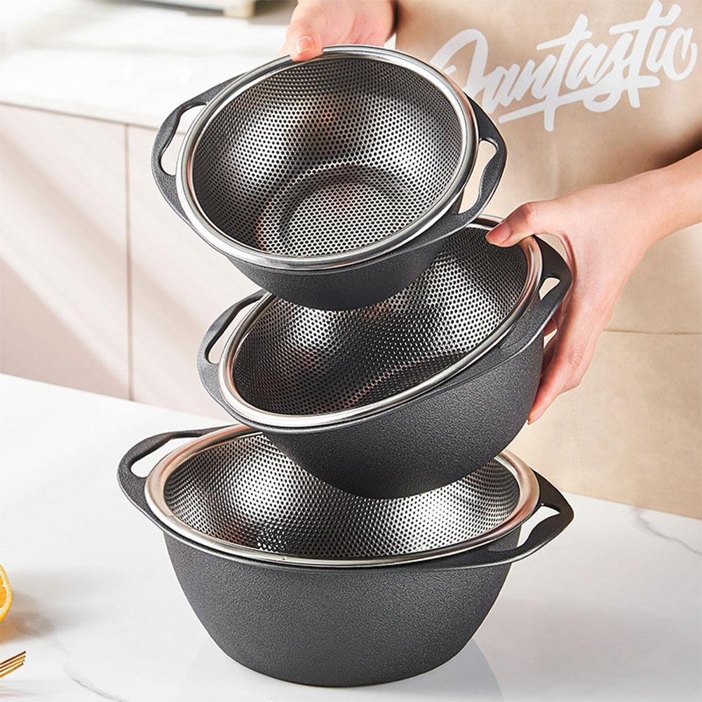 Kitchen Microporous Colander with Handle Stainless Steel Food Strainer Basket Multi-Purpose Basket Strainer Drainer for Draining