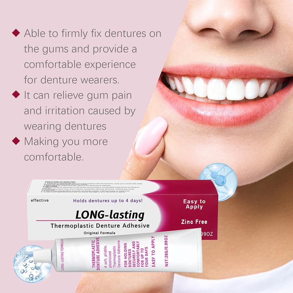 28g Seamless Fit Thermoplastic Denture Adhesive Comfortable Oral Health Care Long Lasting Reusable Denture Care